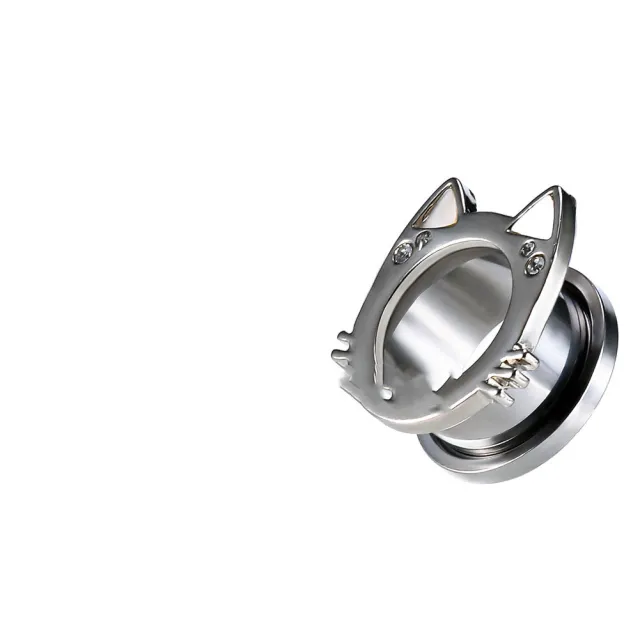 Earring New Cute Silver White Shell Cat Ear Titanium Silver - Shop at LoveMi