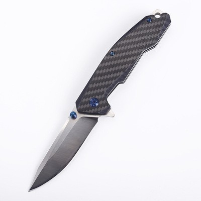 Title 3, D2 Carbon Fiber Handle Folding Knife Sharp High...