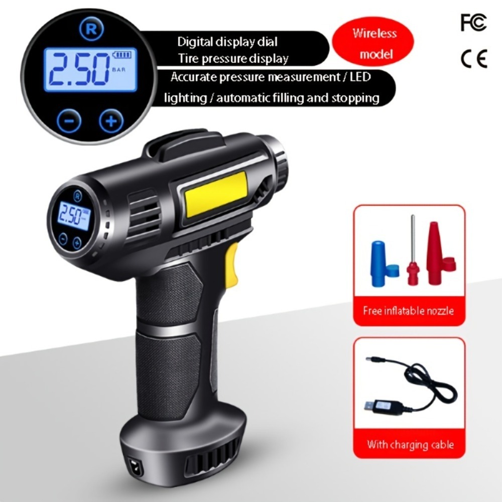 Car Tire Inflator Wireless Intelligent Digital Display Portable Handheld Car Inflator Bicycle — foto 5