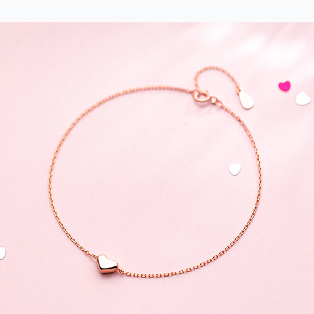 Silver Anklet Women's Heart-shaped Sweet Love Foot Jewelry
