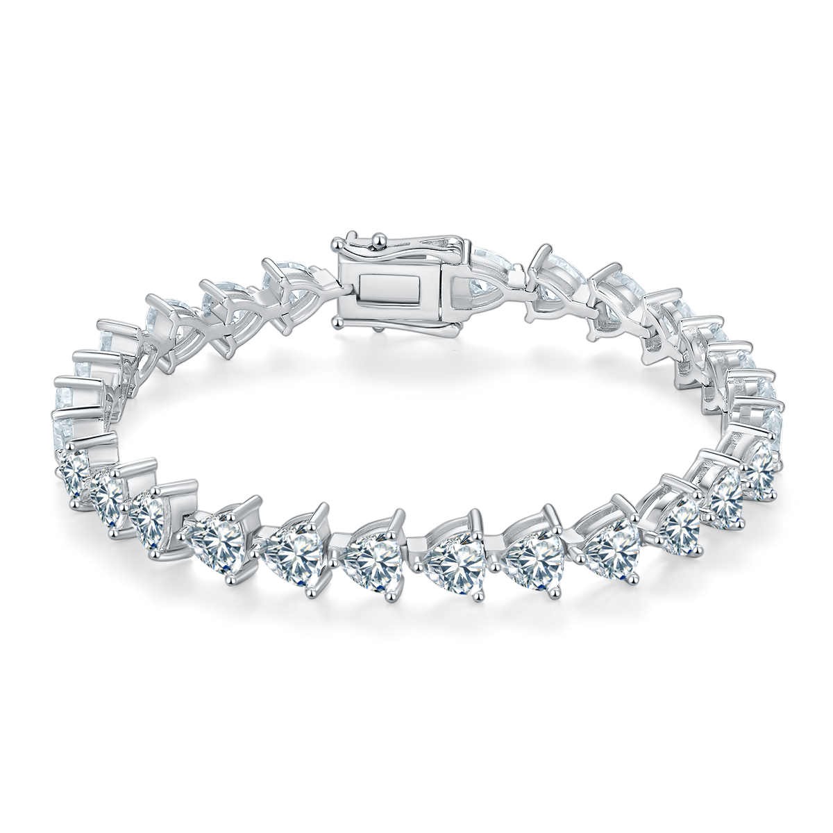 S925 Sterling Silver 5x5mm Trillion Cut Moissanite Tennis Bracelet D Color VVS1 16-18-20cm Platinum Plated GRA Certified Gift Box