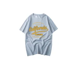 Alphabet Print Black T-shirt Women's Short Sleeve Small Pure Cotton - Light Blue - View 1