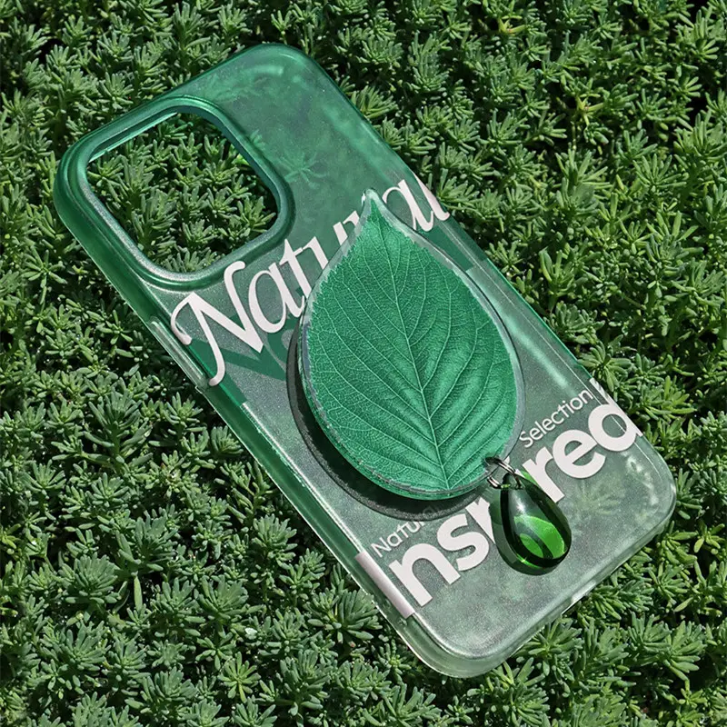 Phone Case Leaf Gradient Green Bracket