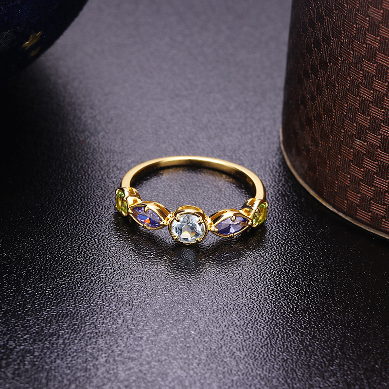 Title 4, Sky Blue Topa Geometrische Ring – Voeg eleganti...