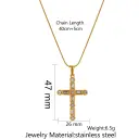 Stainless Steel Cross Pendant Necklace With Rhinestone Inlay view 6