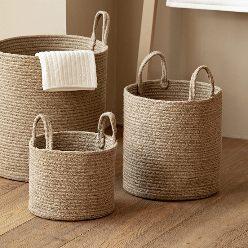 Jute Hand-woven Cotton Basket (Small)