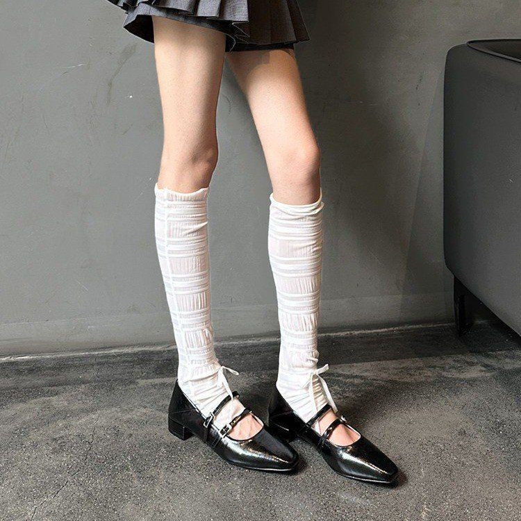 Women's 2026 Spring New French Style Mary Janes, Square Toe Buckle Strap Thick Heel Pumps, Elegant All-Match Single Shoes