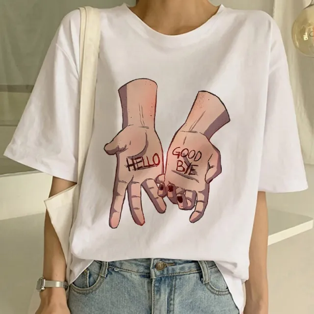 Women's T shirt With Umbrella College Print White - Shop at LoveMi