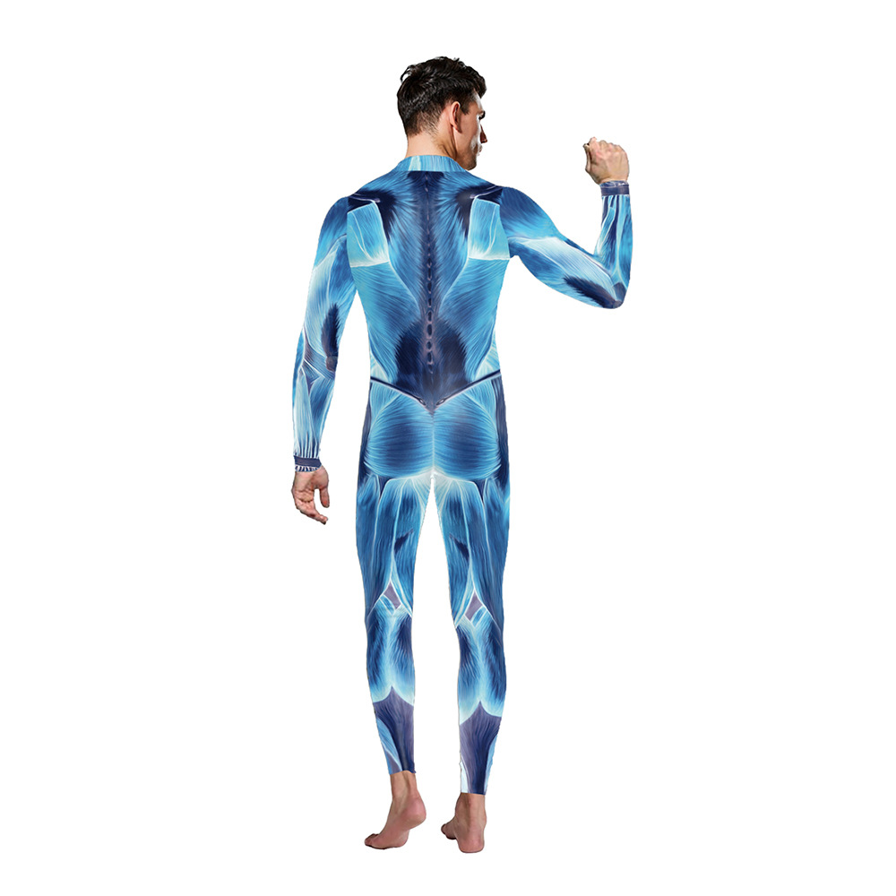 Red Body Muscle Print Bodysuit