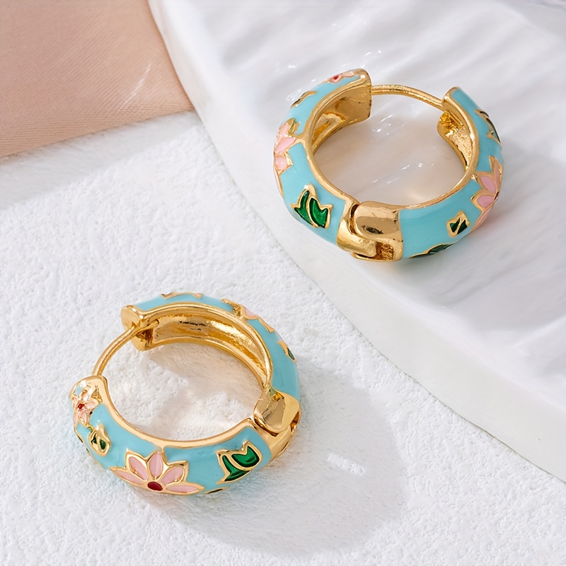 1 Pair Fashion Exquisite Enamel Round Earrings For Women, Daily Commute Wear thumbnail 5
