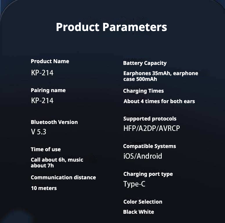 KP-214 New Model Wireless Bluetooth Ear Hook Headphones OWS Open Ear Design High Fidelity Audio Long Battery Life And Noise Cancellation 2