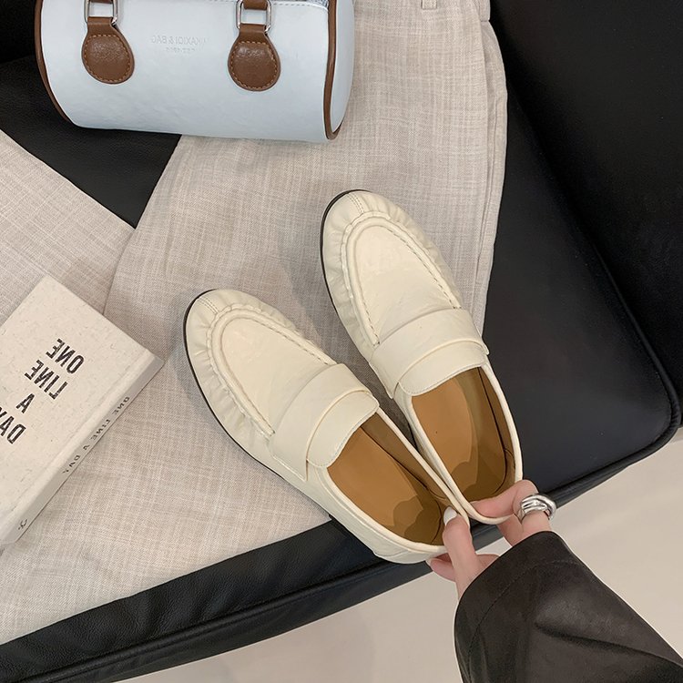 2026 Modele noi de mocasini vintage pentru femei, în stil britanic, din piele sintetică, cu detalii plisate, vârf rotund, versatili și unici