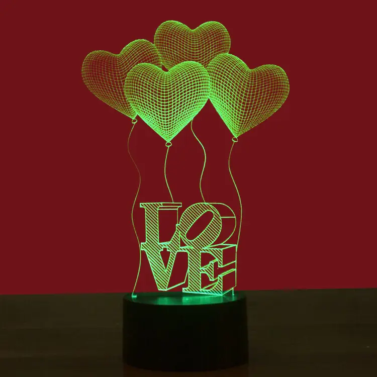 Simple Love Colorful 3D Touch Night Light