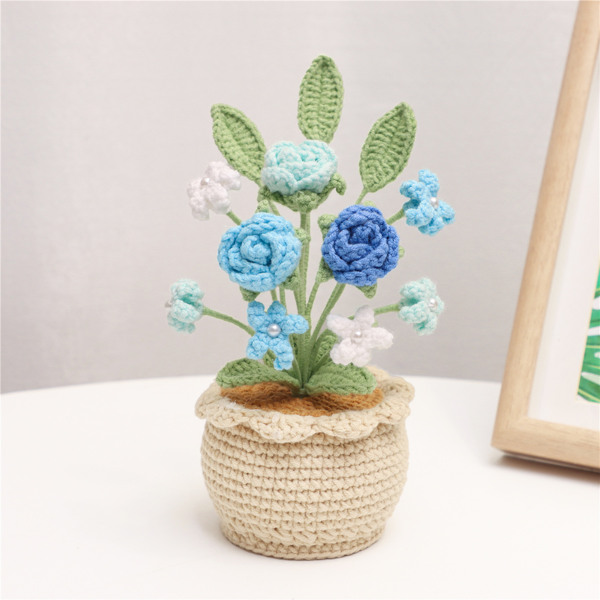 Crochet Rose Potted Ornament, picture 4 of 5