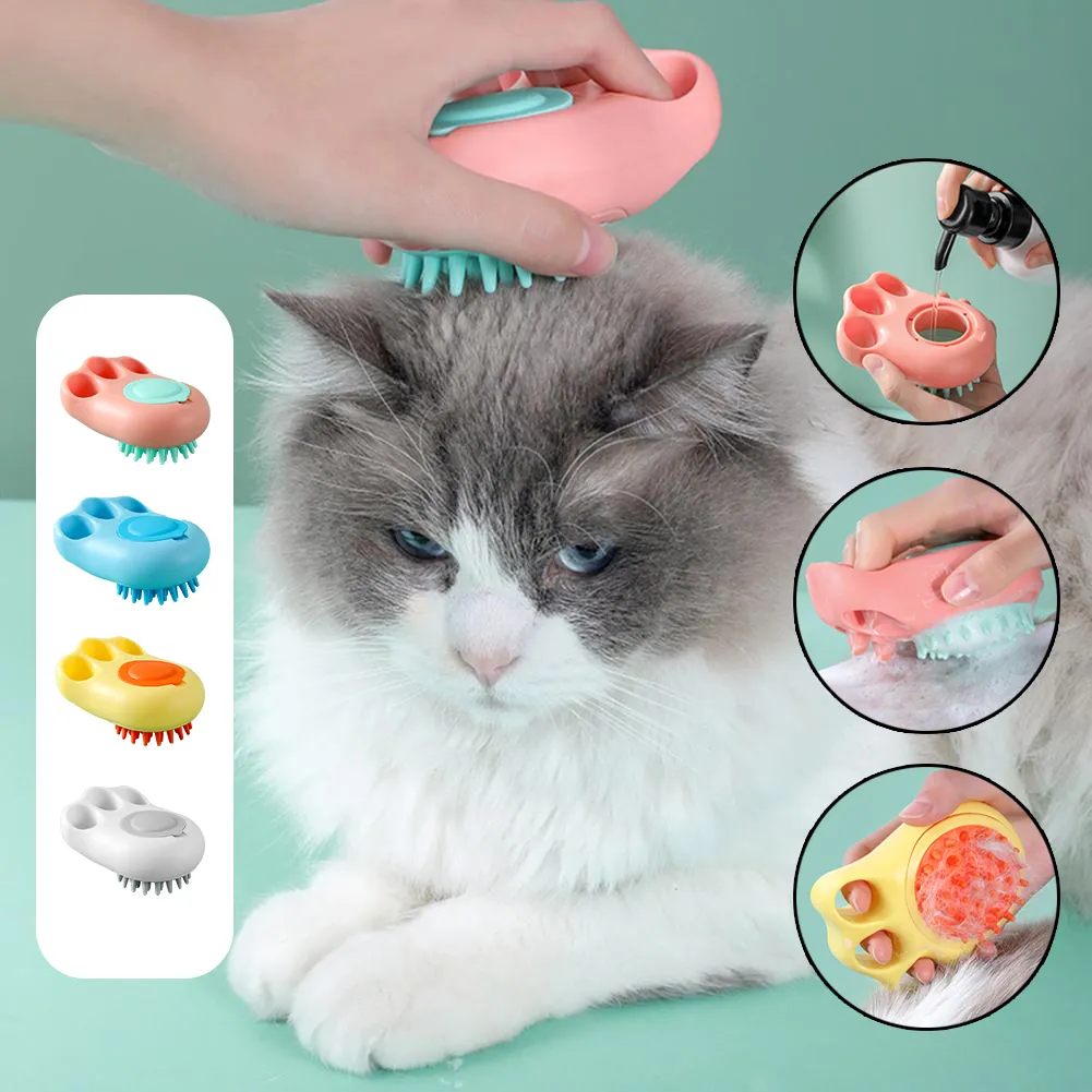 Durable Cat Paw Bath Brush Fine Foaming Labor-saving Cartoon Shape Pet Dog Cat Pet Hair Grooming Brush Reusable Dog Hair Comb Pet Products