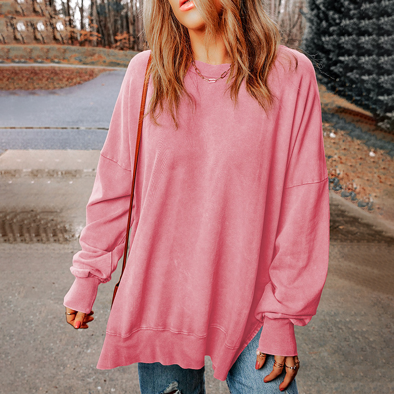 Title 2, New Solid Color Loose Pullover Top Women