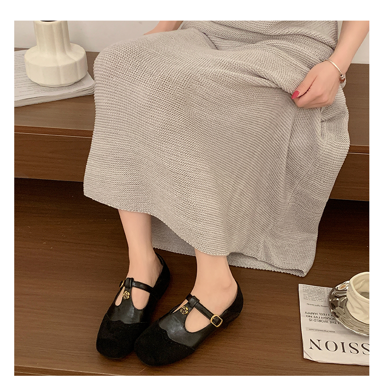 Faux Suede Mary Jane Flats