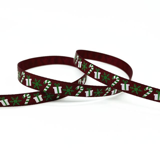 Size 5 10mm Christmas Ribbon Printed Grosgrain Ribbon