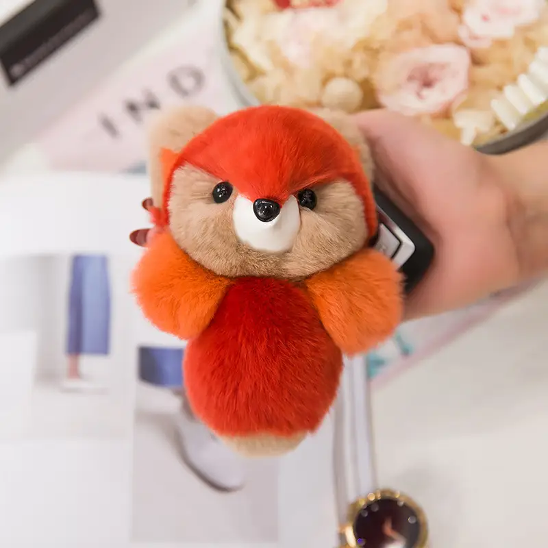 Rex Rabbit Fur Little Fox Pendant Fur Plush Bag Keychain
