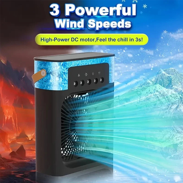 3 In 1 Fan Air Conditioner Small Water Air Cooler LED Lights Air Cooling Fan
