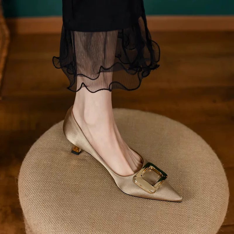 Satin Kitten Heel Pumps, picture 3 of 4
