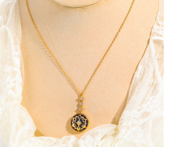 Natural Stone Moon Phase Women's Copper Necklace