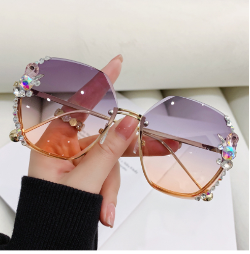 Title 2, Rhinestone Sunglasses Frameless Sun Protection ...