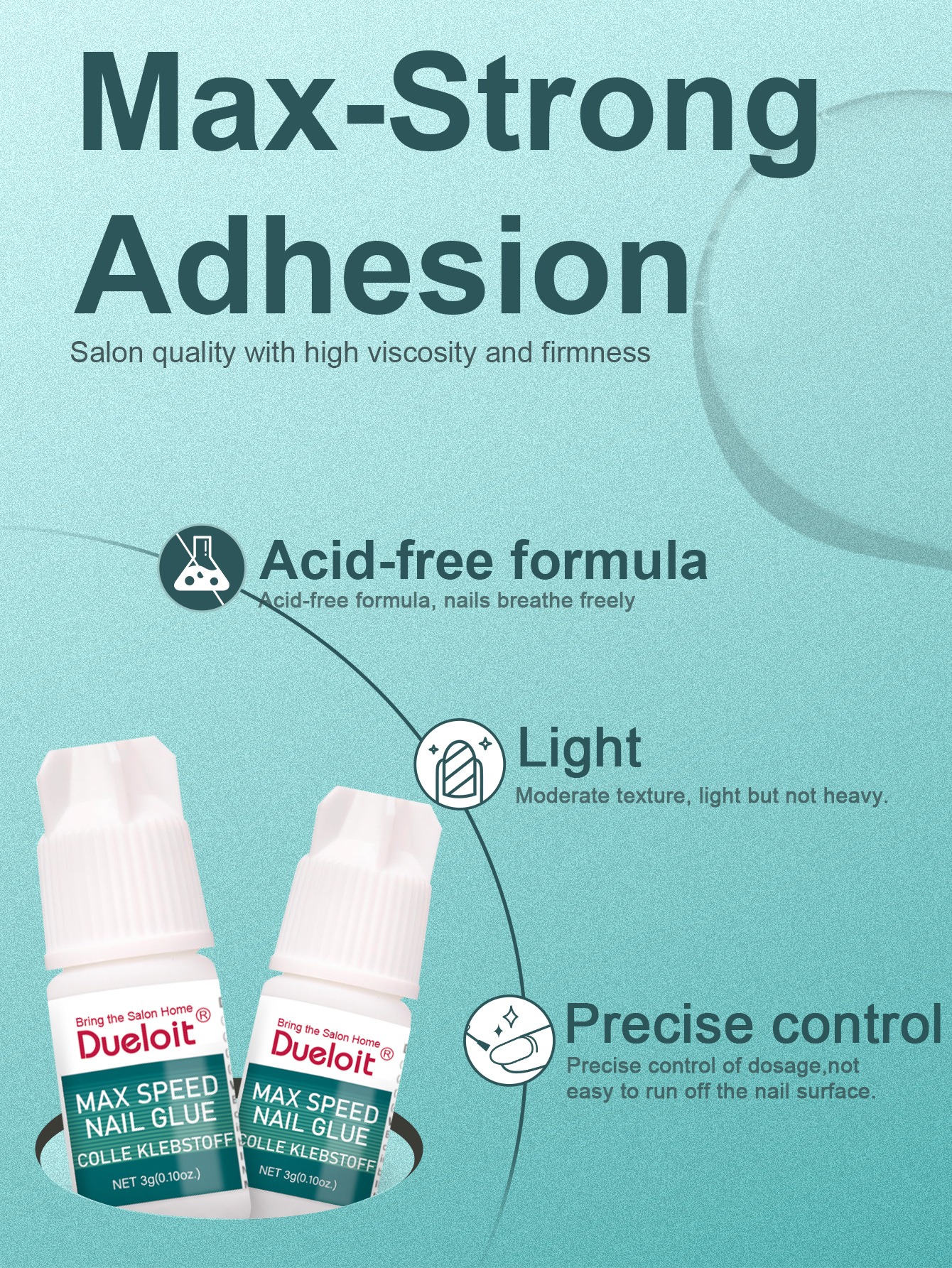 Nail Adhesive For Decorative Accessories - No-Cure Formula Quick-Drying Specialized Glue For Nail Salons Strong Bonding Glue For Artificial Nails