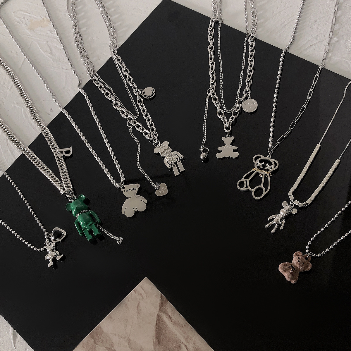 Sweater Chain Female Niche Design Hip Hop Bear Pendant