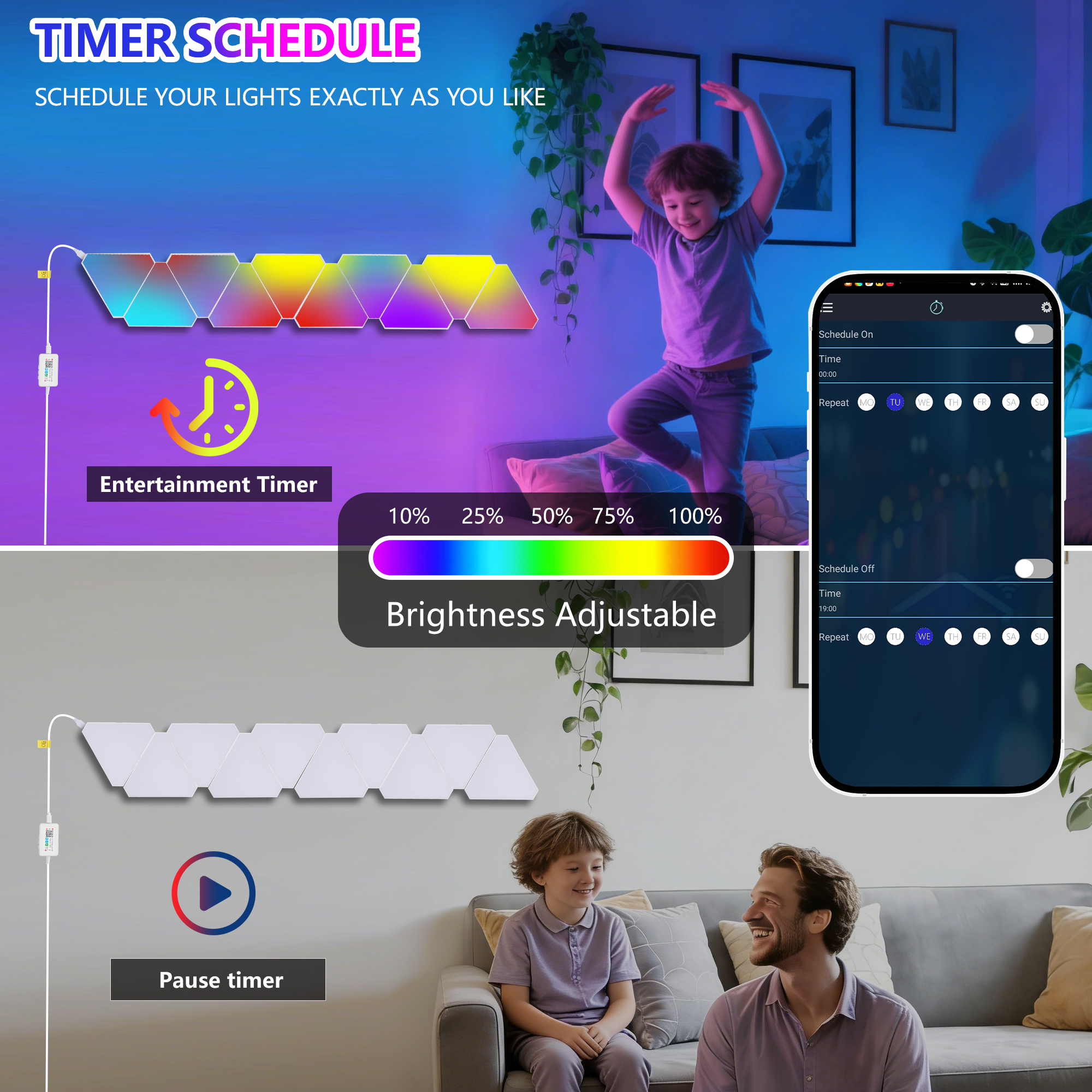 Triangular LED Lights, 10 RGB Wall Panels, Modular Intelligent Light Panel With... 8