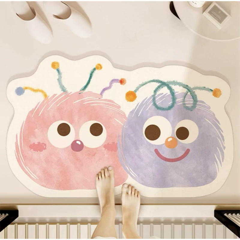Anti Slip Bath Mat Cartoon Bathroom Absorbent Floor Mat Toilet Door Diatom Mud Non-slip Foot Pad Household Toilet Quick-drying Carpet 40x60CM