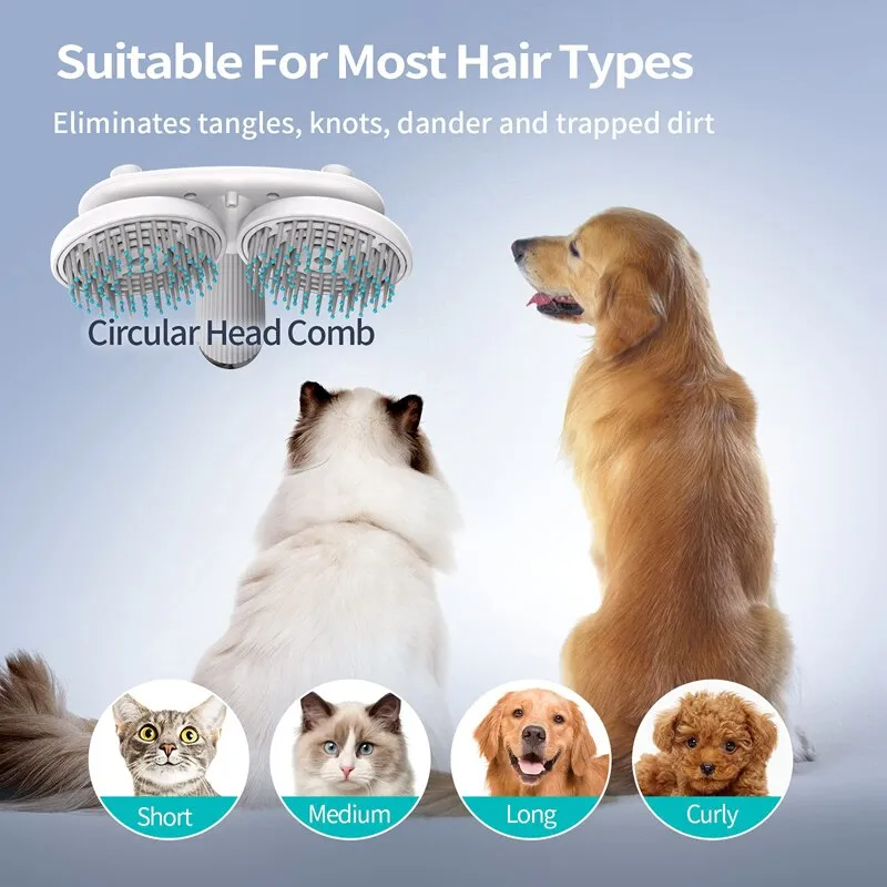 Pet Cat Brush Dog Slicker Brush Double-headed Negative Ion One-button Self Cleaning Dog Cat Hair Removal Pets Products – image 4