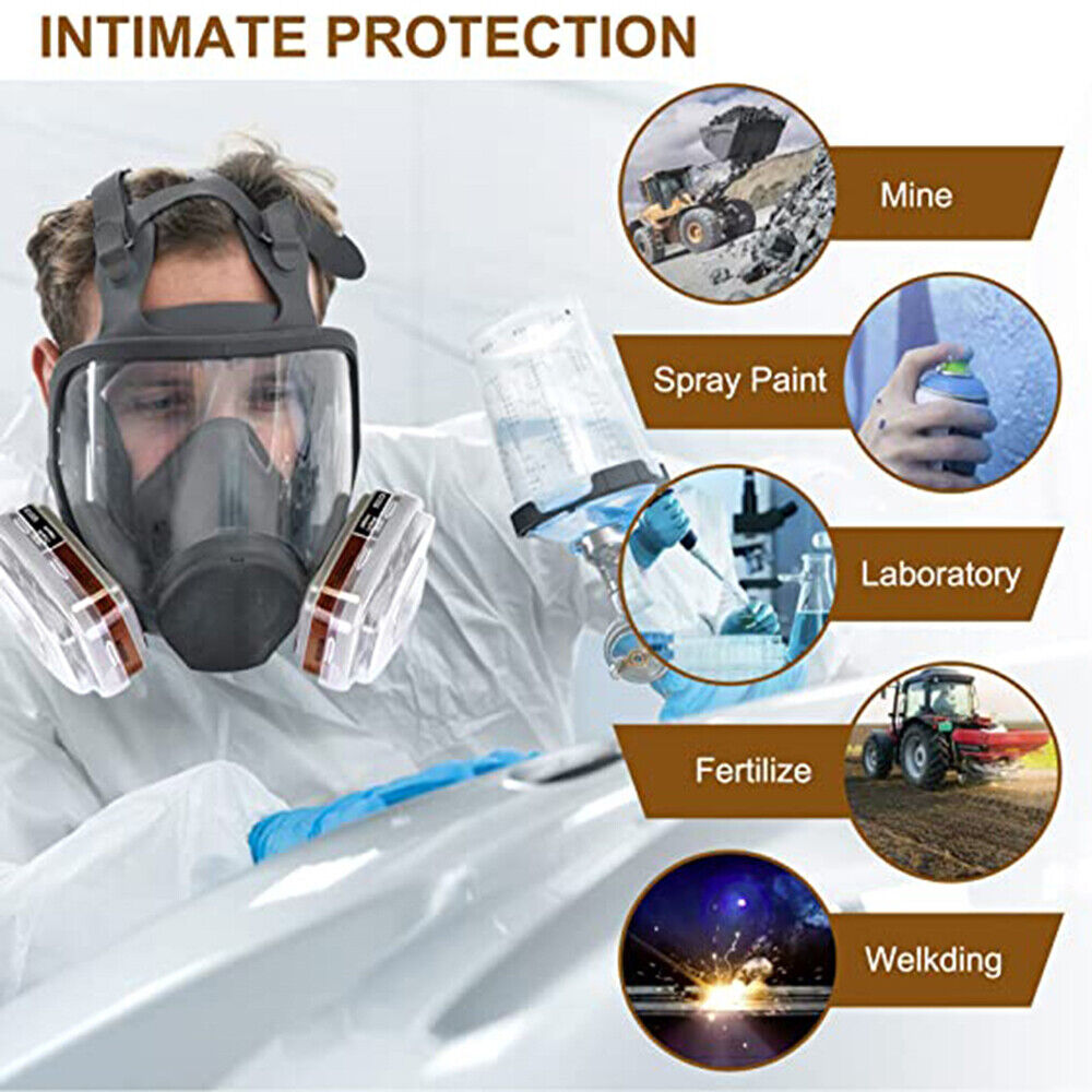6800 Full Face 15 IN 1 Gas Mask Chemical Vapor Paint Spray Respirator 95 Filter 11