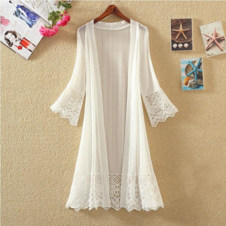 Mid-length See-through Lace Cardigan