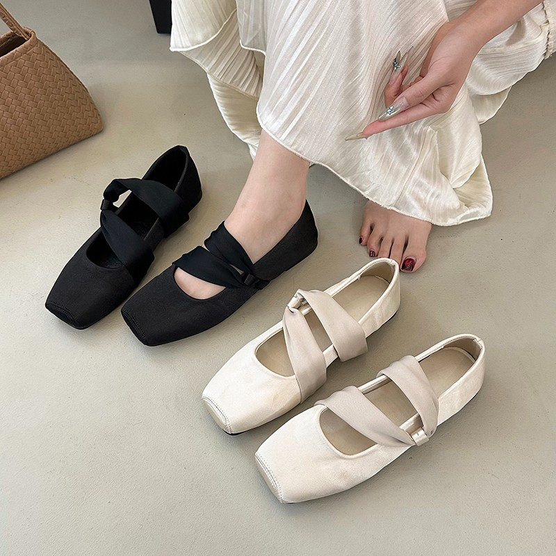 French Cross Satin Ballet Flats