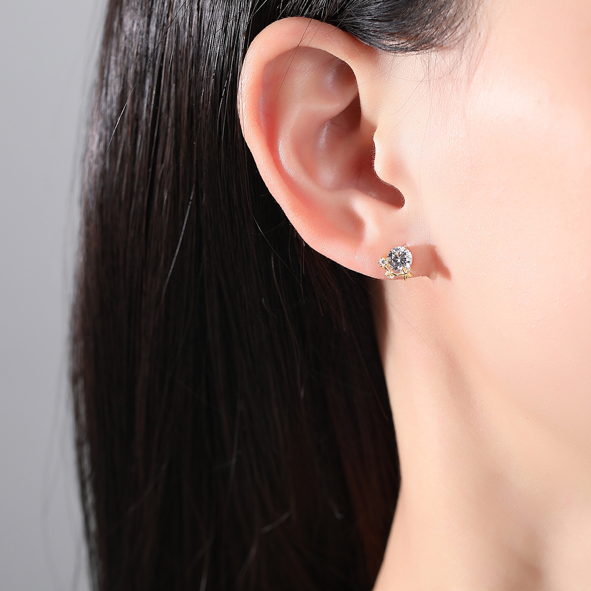 Simple 925 Silver Inlaid Crystal Zircon Stud Earrings