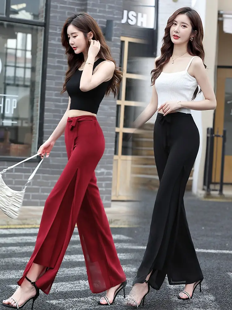 High Waist Drape Loose Double Pants