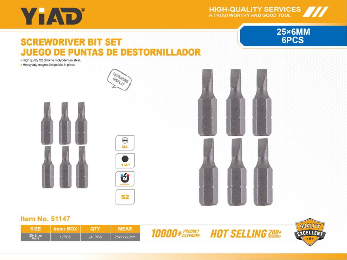 6MM Slotted Screwdriver Bits 6PCS, Only Support Self-collection, Please Note That Free Shipping Is For Anti-bidding Price