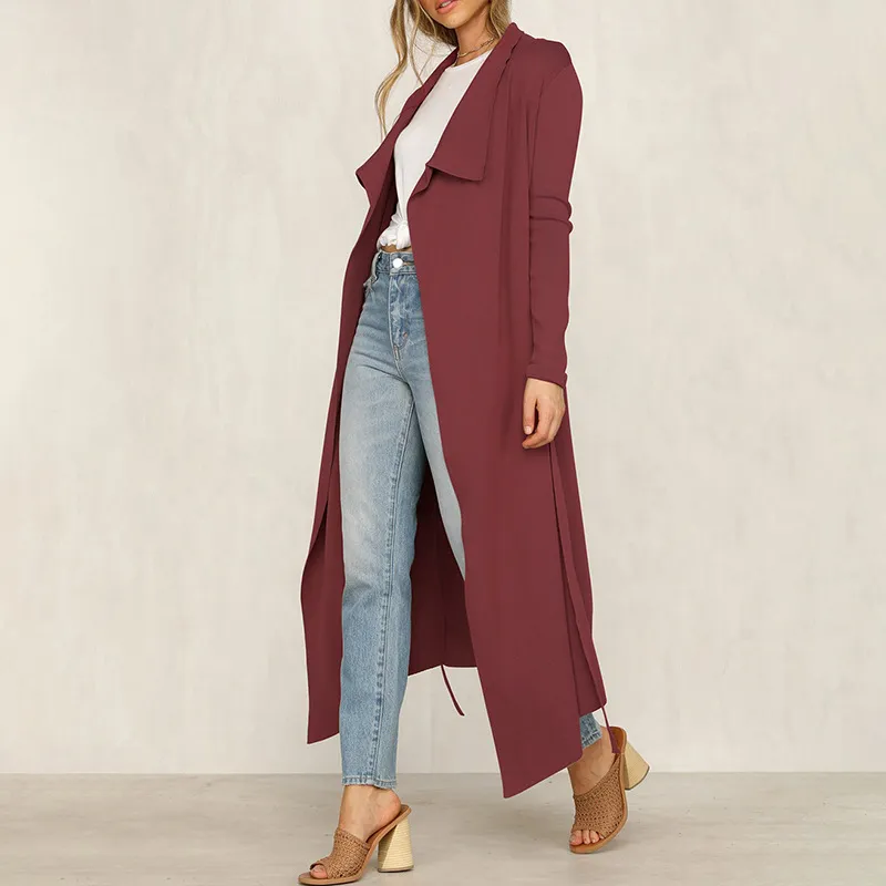 Trendy Coat Windbreaker Women's Lace Lapel Women's Clothing - Coffee