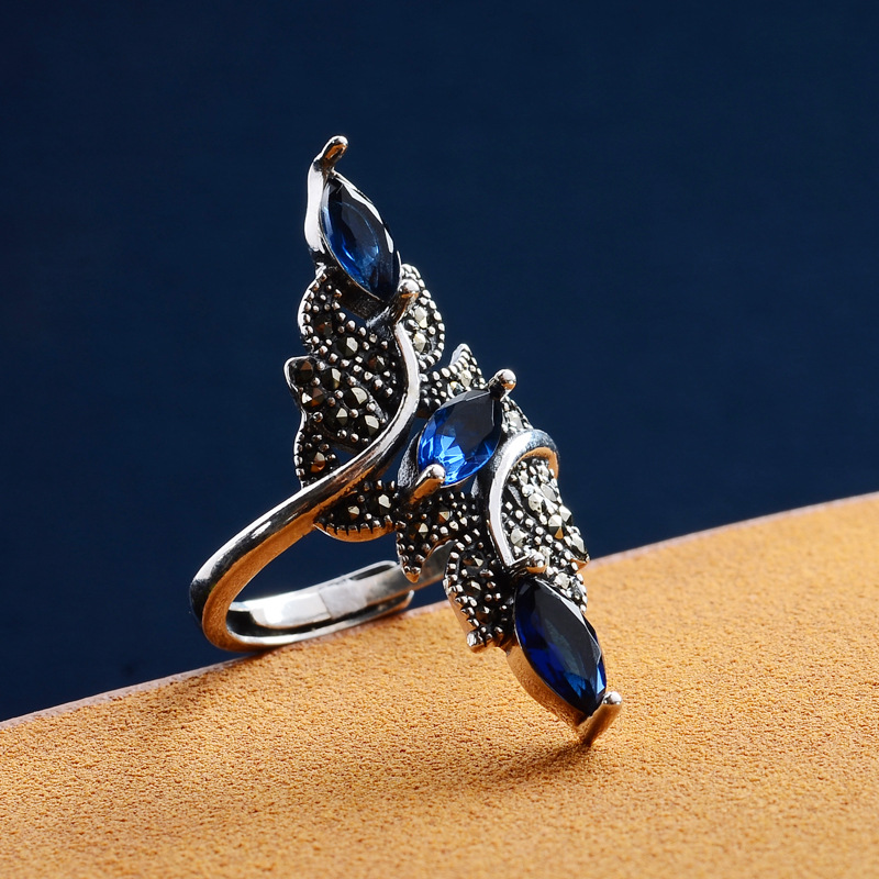 Silver Gem Index Finger Ring Ring Gift Personality Temperament