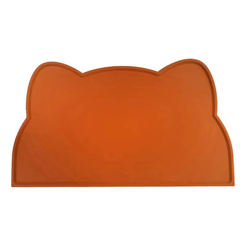 Waterproof Pet Mat For Dog Cat Solid Color Silicone Pet Food Feeding Pad Pet Bowl Drinking Mat Portable Dog Feeding Mat Placemat - Brown