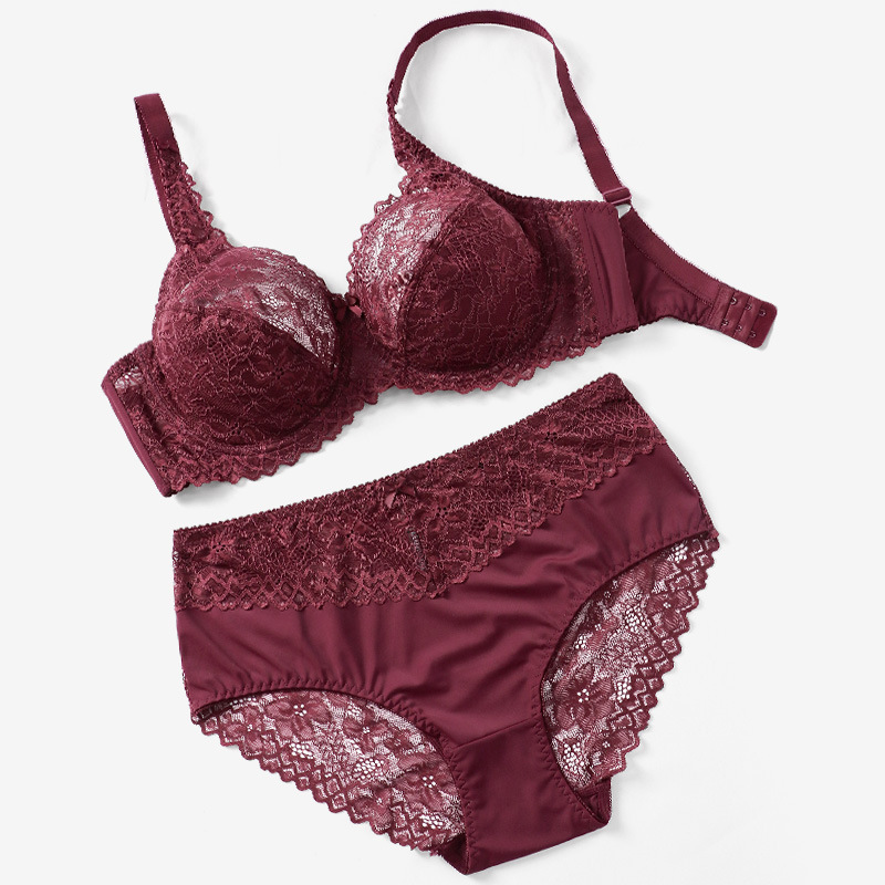 Underwire Push Up Ladies Comfortable Lace Bra Set - Image 3
