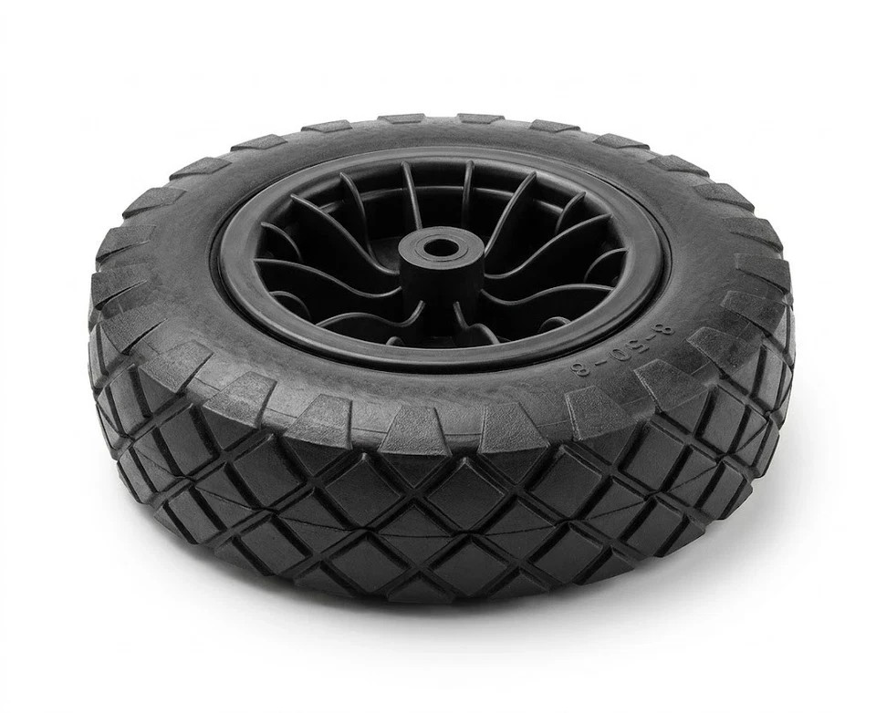 PU Wheelbarrow Wheel 14 Inch 3.50-8 Puncture Proof Solid Heavy Duty Tyre Black — image 10