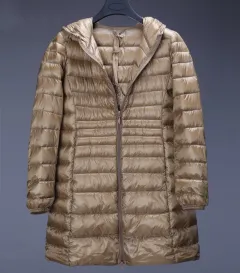 Lightweight Down Jacket Mid-length, Autumn And Winter Hooded Plus Size - Champagne-4Xl - View 1
