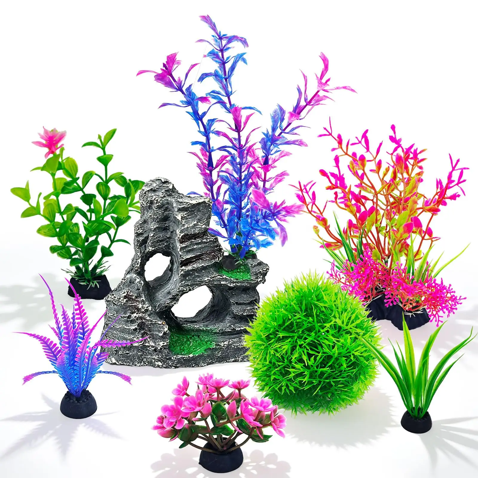 Aquarium Decor Set, Artificial Plastic Plants