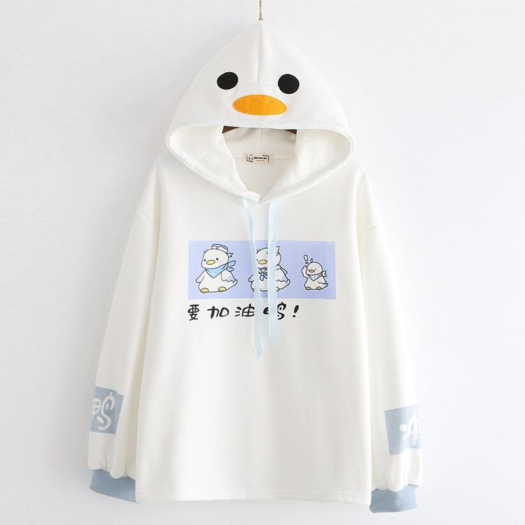 Title 5, Refueling duck print plus fleece hooded sweatshirt