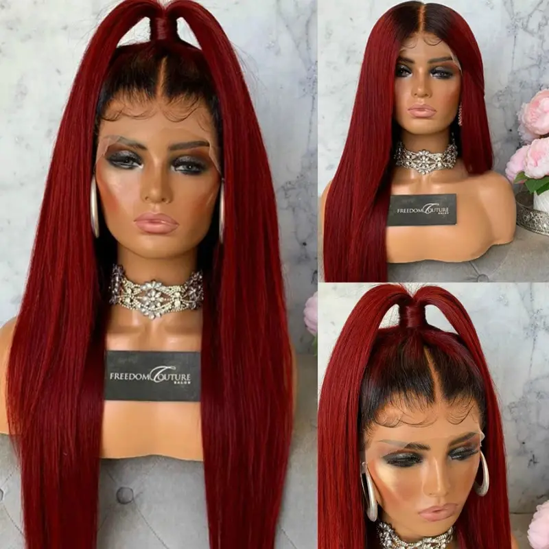 Burgundy Trellis With Long Straight Hair Chemical