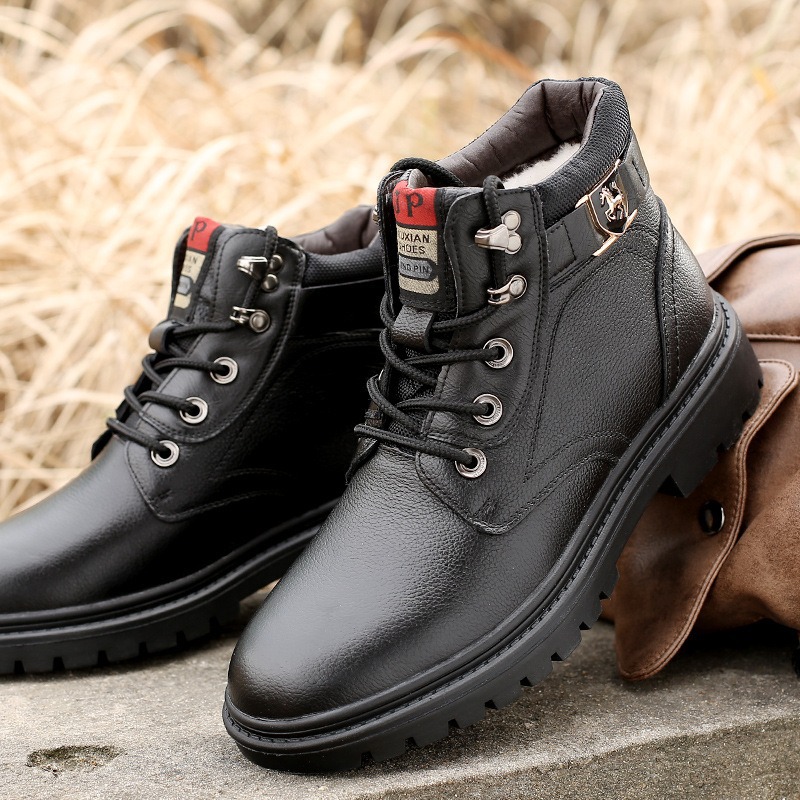 Title 3, Leather warm non-slip and fleece Martin boots