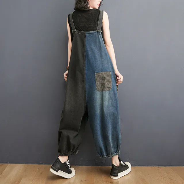 Women's Loose High Waist Plus Size Denim Overalls Blue - Shop at LoveMi