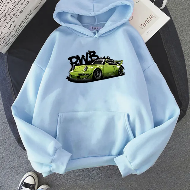 Initial D Hoodie Fashion For Porsche 911 RWB Hoody Long Slee Blue - Shop at LoveMi